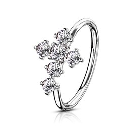 Forbidden Body Jewelry 20g 8mm Plated Brass Bendable Nose Ring & Cartilage Hoop Featuring CZ Lined Cross Top (Choose Plating), Metal, cubic-zirconia,