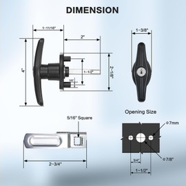 Jamgoer Truck Cap Locking T-Handle Truck Cap Topper Camper Shell Locking T-Handle Keyed Alike T-Handle Latch Kit (Left&Right)