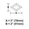 2"x 3" Diamond Glass Bevel - Pack of 10