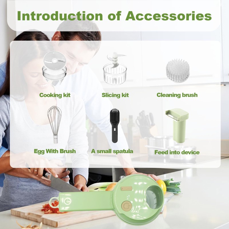 AXEDAES 4 in 1 Multi-Functional Portable Electric Vegetable Cutter Set,
