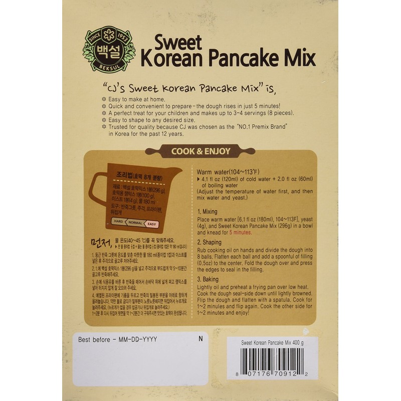 Korean Sweet Pancake Mix, Hotteok (14.10 oz) By Beksul (Original,