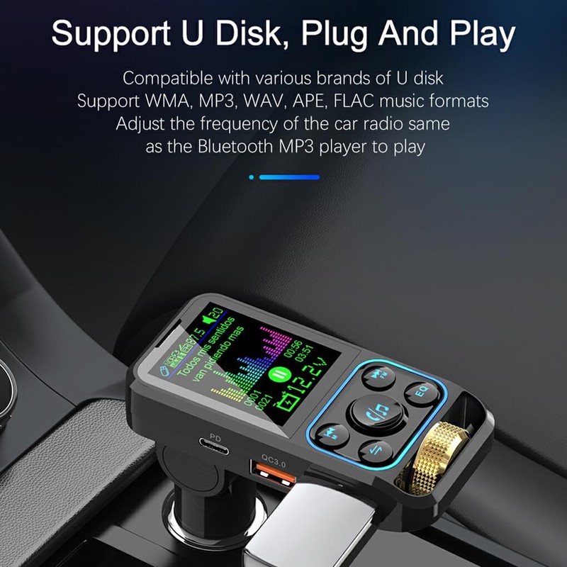 BEALIFE Car FM Player QC3.0 Music Radio Support Receiver MP3