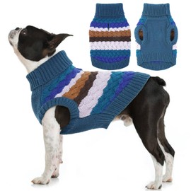 Kuoser Dog Sweater, Pet Cable Knitted Pullover Puppy Warm Clothes, Doggy Turtleneck Classic Knitwear Soft Thickening Doggie Outfit, Cold Weather Thermal Wear for Small Medium Dogs Cats