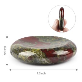 Artistone 2.0" Dragon Bloodstone Crystal Worry Stone,Healing Crystal Chakras Polished Palm Thumb Pocket Gemstones for Anxiety, Stress, Wellness | Meditation,Concentration Protective