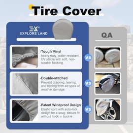 Explore Land Tire Covers 2 Pack - Tough Tire Wheel Protector for Truck, SUV, Trailer, Camper, RV - Universal Fits Tire Diameters 23-25.75 inches, Charcoal