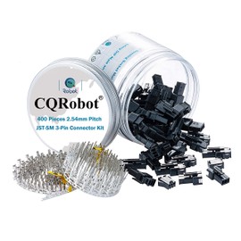 CQRobot JST SM 2.5 mm Pitch 3-Pin Electronic Connector IC Male Plugs, Female Sockets Housing and Male/Female T-Shaped Crimp Terminal Kit. 50 Sets/400 Pieces Wire-Wire Adapter Cable Assembly.