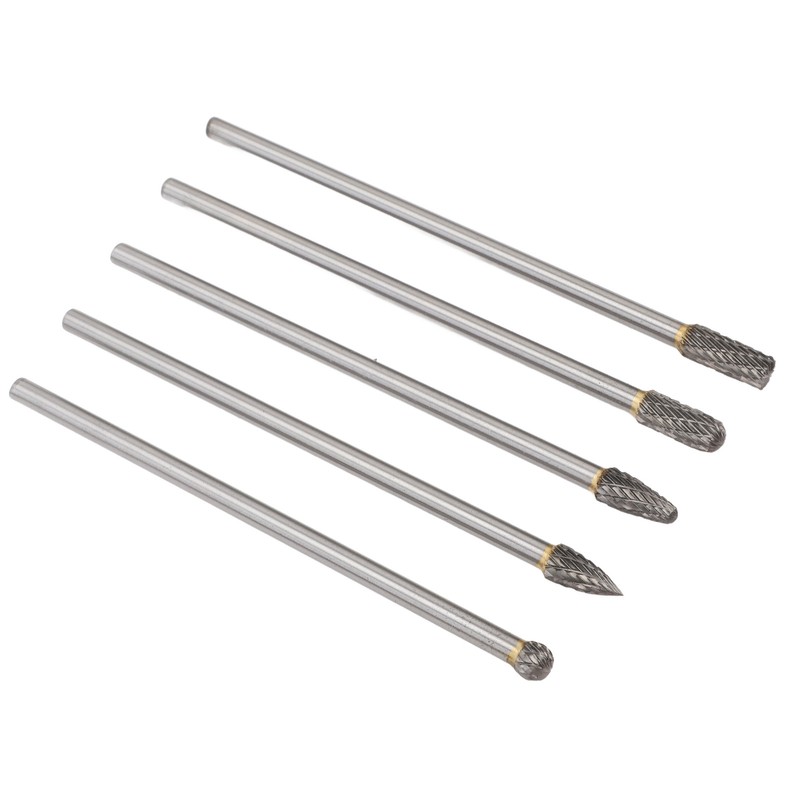 5pcs Rotary Tool Carbide Burr Set 150mm Double Grain Long