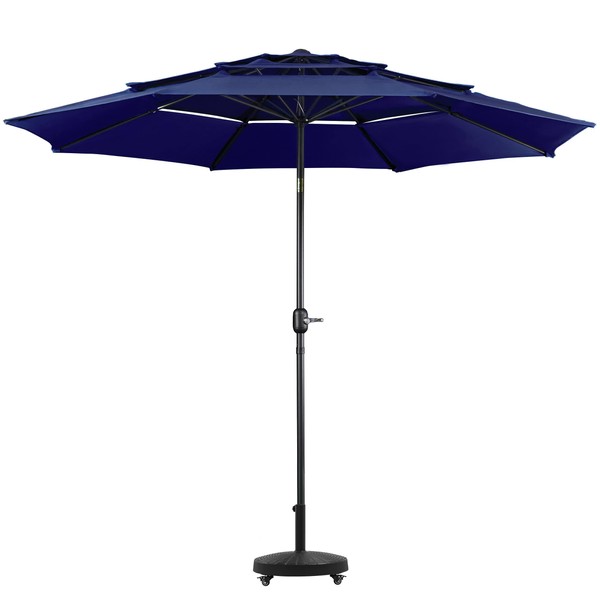 Yaheetech 3-Tier Patio Umbrella with Wheeled Base 10ft Vented Outdoor