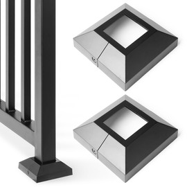 AJOVW 2Pcs 2" (2" Post/4.5" Base) Aluminum Post Base Cover, Suitable for Iron Stair railings, Balcony railings, Post Skirt Covers (Black)