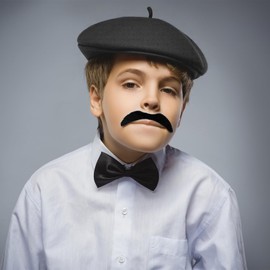 Pluvyze Das 6-teilige Set 2 Stück Baskenmütze,Barett,beinhaltet zwei Seidenschals, zwei Paar Kunstbärte für Festival-Rollenspiele, Geschenke für Freunde an ihren Geburtstagen