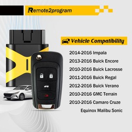 Remote2program Self Programmable Car Key/Bluetooth/Paring with Smarthphone and Porgrammable Keyless Entry Replacement for GMC/Chevy/Buick with FCC: OHT01060512 (4 Button)