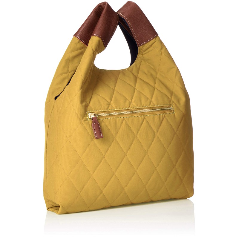 Forna Quilted Marche-Shaped Tote Bag, yellow (mustard)
