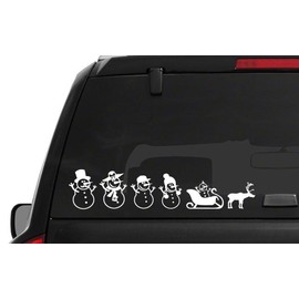 Snowmen Family Stick Figure Merry Christmas Sticker Funny Cute Bumper Window car Vinyl Saying Lettering MacBook Sticker Stencil Decal Art Die-Cut (no Background Color)