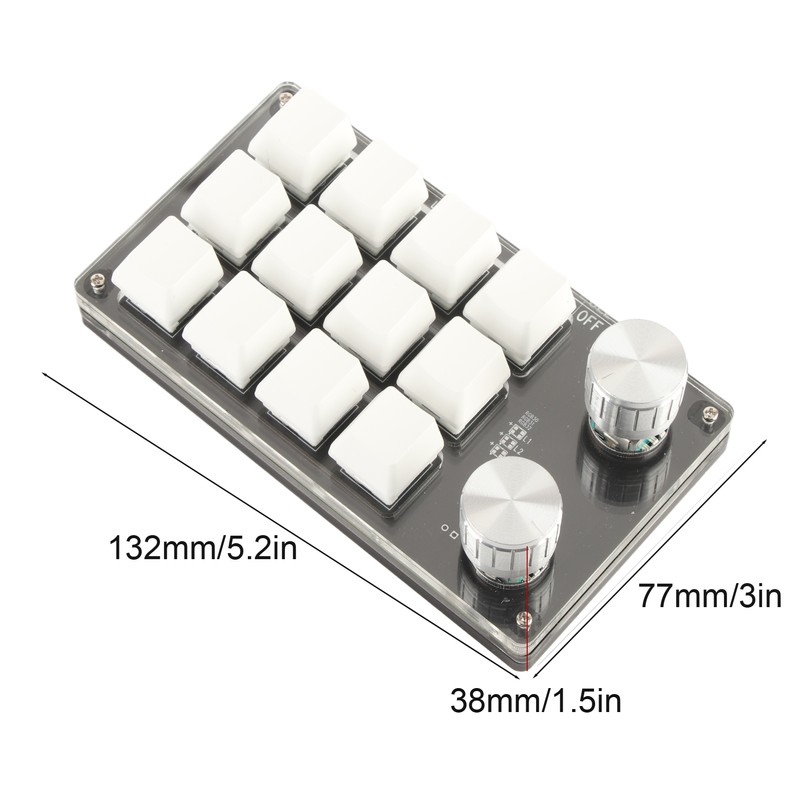 One Handed Macro Mechanical Keyboard 12 Key Multifunction DIY Programmable