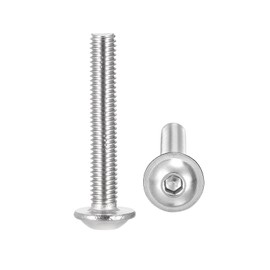 sourcing map Flanged Button Head Socket Cap Screws, M3*20mm Hex Socket Drive Screw, 304 Stainless Steel Fasteners Bolts, Fully Threaded Machine Screw 50Pcs