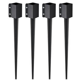 VEVOR Fence Post Anchor, 8 Pack 36 x 4 x 4 Inches Outer Diameter (Inner Diameter 3.5 x3.5 Inches) Ground Spike, Metal Black Powder Coated Post Stake Ground, for Mailbox Deck Garden Railing