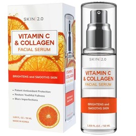 Skin 2.0 Suero De Vitamina C - Dermatológicamente Probado Antiedad Y Eliminador De Manchas Oscuras - Iluminador Belleza Limpia Sin Crueldad Animal Cuidado De La Piel Coreano Para Pieles De C