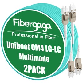 Fibergaga-2Pack Uniboot OM4 LC to LC Fiber Patch Cable, Multi-Mode Duplex Fiber Optic Cable Jumper Optical Patch Cord 10GB, 50/125μm,LSZH Jacket,OD-3.0mm, 5M(16ft)