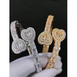 Rhinestone Decorated Heart Design Bracelet, Fashionable Jewelry for Women for Party, Daily Clothing Decor, Trendy All-match & Exquisite Jewelry for Birthday Gift - Color: Rose Gold, Specification: 1 piece