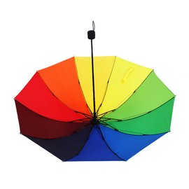 ThreeH 10 Ribs Rainbow Umbrella Portable Folding Umbrella Travel Umbrella Windproof Collapsible for Men Women
