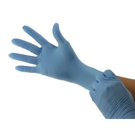 BeeSure BE1119 Nitrile Powder Free Exam Gloves, 3.5 mil, Blue, X-Large (Pack of 100)