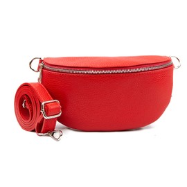 Woodland Leathers Genuine Italian Leather Shoulder Bag & Crossbody Bags for Women with 2 Straps, Leather Women's Cross-Body Bags Chest Bag Shoulder Bag Bumbags (Red one Strap)