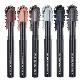 Enfuntins 6Pcs Cream Eyeshadow Sticks Set, Champagne Pearl Brown Cocoa Stone Green Sliver Shimmer Matte Waterproof Eye Brightener Stick Palette for Eye Makeup (6Pcs-01)