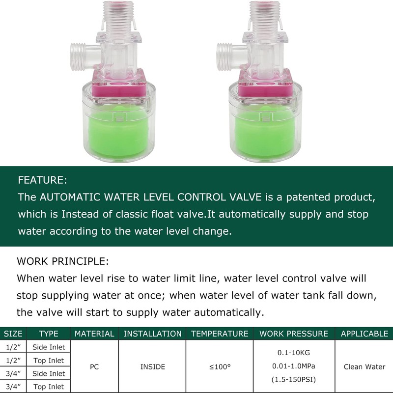 Transparency Water Float Valve, Water Level Control Water Tank Traditional