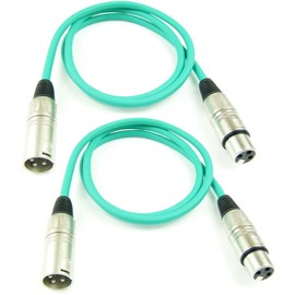 Adam Hall Cables K3MMF0100GRN Microphone Cable XLR Female to XLR Male DMX Audio Cable 3-Pin (1.0 m, Green, 2) Pack of 2