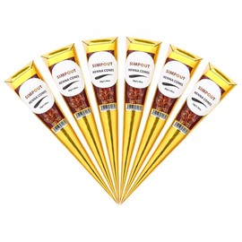 Simpout 100% Henna Cones - Ready-to-use Henna Paste Hair Dye Cone, Easy to Use, Perfect for Spot Hair Coloring, 6 Pack - Color: black