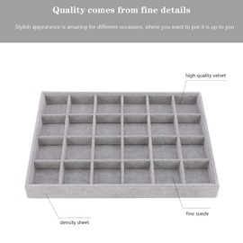 AIRZSNRY Large Velvet Jewelry Tray, Drawer Organizer for Jewelry in Dresser, Stackable Jewelry Drawer Organizer Inserts for Earring Necklace Bracelet Rings(Grey,24grid)