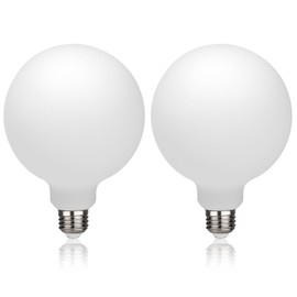 2 Pack G40(G125) Globe LED Light Bulbs, 5.5W Dimmable 50 Watt Equivalent LED Edison Bulbs, Neutral White 4000K, 600LM, E26 Base, Milky LED Filament Bulbs for Bathroom Bedroom Living Room