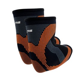 Pure Athlete Tennis Elbow Compression Arm Sleeve - Brace for Tendonitis and Tennis Elbow (Medium, Pair - Black-Grey-Orange)