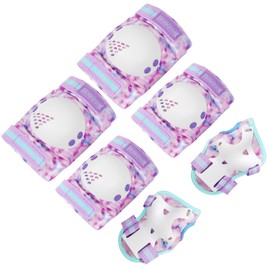 Kids/Youth Knee Pad Elbow Pads Guards Protective Gear Set for Roller Skates Cycling BMX Bike Skateboard Inline Skatings Scooter Riding Sports (Fluorescent Purple, Medium(6-15 years))