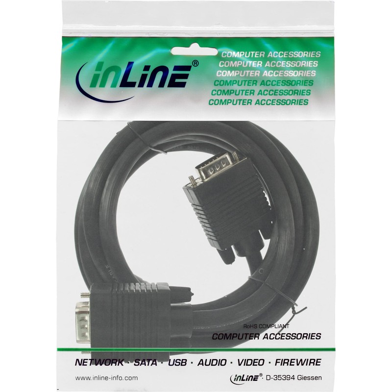 InLine S-VGA Kabel, 15pol, HD, Stecker/Stecker, 7m schwarz