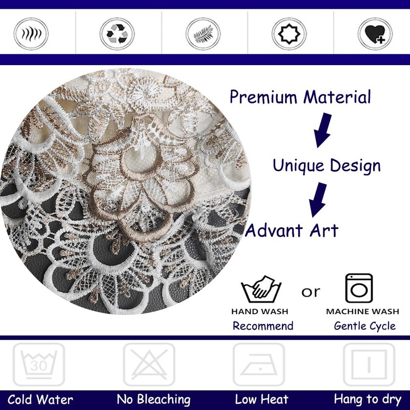 MULBESS Washable Square Tablecloth, Stain Resistant Damask Fabric Floral Lace
