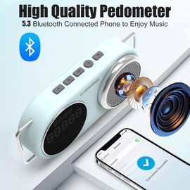 HUAJUN Pedometer with Bluetooth Speaker,Pedometer for Walking Steps and Miles with a Belt,USB-C, TF Card Input, for Home, External, Running, Mountaineering, Mountaineering
