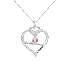 GLEZZA Volleyball/Softball/Soccer/Basketball/Football/Baseball Necklace Gifts for Women (02.Baseball)