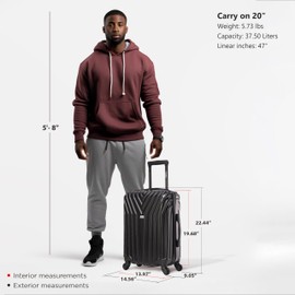 InUSA VASTY Luggage with Spinner Wheels | Durable Lightweight Hardshell Suitcase, Travel Bag with Handle and Trolley, 20-Inch Carry On Small Luggage | Black