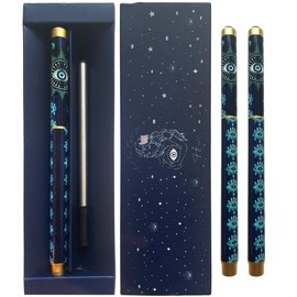 Evil Eye Ballpoint Pen - Fancy Cool Unique Pen, Perfect for journaling, manifesting & protection with black obsidian crystal - Aesthetic pen comes beautifully boxed with a refill cartridge