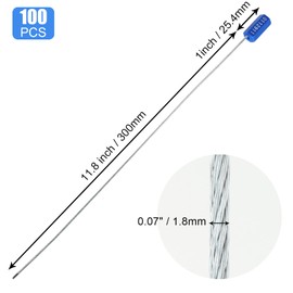 100 PCS Security Cable Seals Numbered Tamper Proof Security Tags, Blue Steel Pull-Tite Container Seals Wire Seals, Metal Self-Locking Cable Steel Wire Seal for Truck Container Shipping, 11.8"/300mm