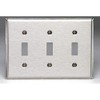 Leviton 3-Gang Toggle Switch Wallplate, Standard Size, Non-Magnetic Stainless Steel,