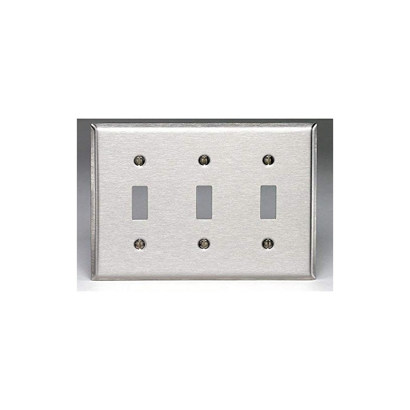 Leviton 3-Gang Toggle Switch Wallplate, Standard Size, Non-Magnetic Stainless Steel,