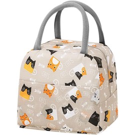 TIECHI Cute Lunch Bag for Women, Insulated Lunch Bag for Men, Leakproof Thermal Lunch Box Cool Bag for Work, Picnic, Outdoor- Light Coffee