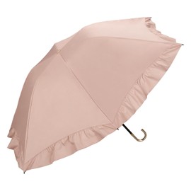 [2024] Wpc. Parasol Folding Umbrella, Light Shielding Dome Parasol, Ruffle, Mini, Pink (100% Light Blocking, 100% UV Protection, UPF50+, Rain or Shine), Ribs, 21.7 inches (55 cm), Large, Women's,