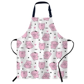 Smooffly Cute Pink Pig Piggy Apron, Cooking and Baking Apron for Men and Women, Kitchen and BBQ Bib