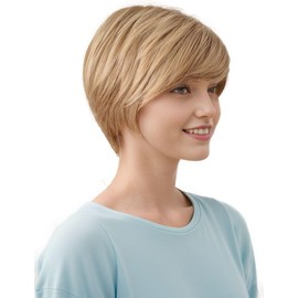 Royalfirst New Blonde Short Slight Wavy Curly Hair Wig Heat Resistant for Women Lady with Free Wig Cap