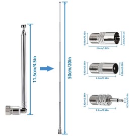 AQTAQ FM Radio Antenna Telescopic FM Antenna Replacement 50cm 6 Section Pioneer Onkyo Yamaha Marantz Indoor HD Radio FM Radio Bluetooth Home Stereo Receiver AV Audio Video Home Theater Receiver