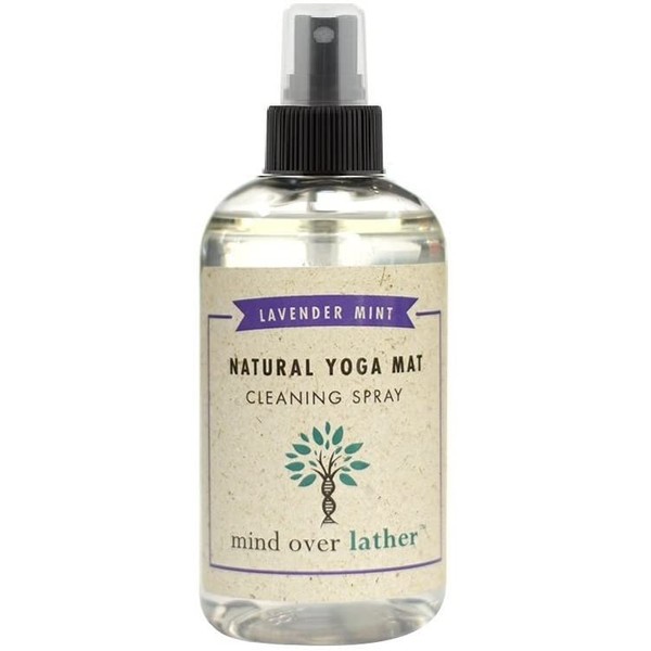 Mind Over Lather 100% Natural Yoga Mat Cleaning Spray | Larger 8 OZ Size |Works with All Mats | Cleans and Restores Using Essential Oils Naturally | Calming Lavender Mint