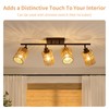 4 Light E26 Track Lighting Fixtures Ceiling Rattan Farmhouse Boho